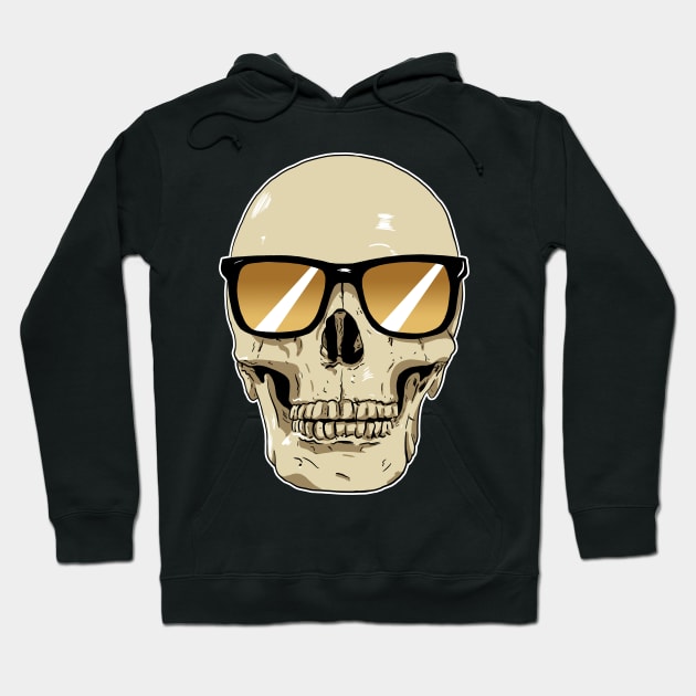 Skull Wearing Sunglasses Orange Lenses Hoodie by Black Snow Comics